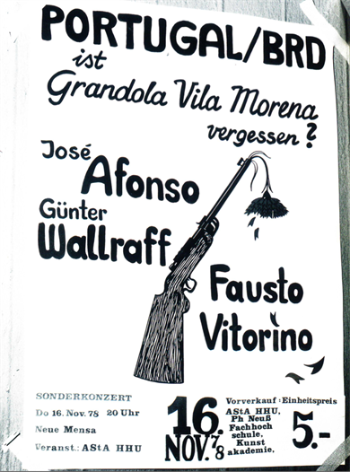 Ein Foto aus dem Archiv der Hochschule, das ein Plakat zu einer studentischen Veranstaltung in den 70er Jahren zeigt.
