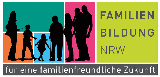 Logo zur Fachtagung Familienbildung - diversitätsbewusst und inklusiv. Es zeigt unterschiedliche Generationen von Familienmitgliedern.