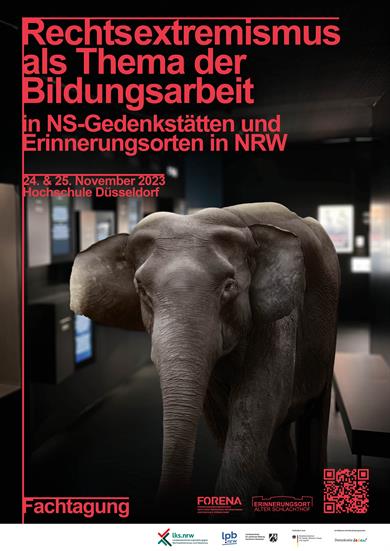 Plakat 2023 Fachtagung: „Rechtsextremismus als Thema der Bildungsarbeit in NS-Gedenkstätten und - Erinnerungsorten in NRW