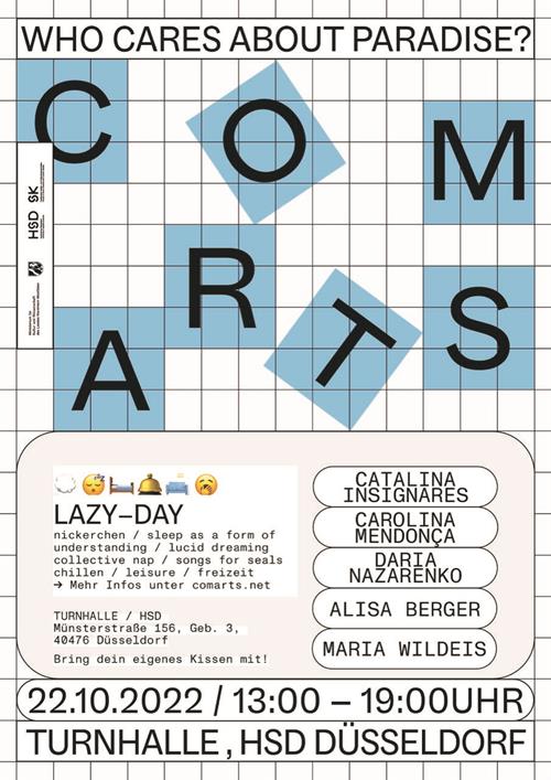 In its third and last event under the title "Who Cares About Paradise?", the HSD's ComArts project invites you to a very unusual event: To a nap at the Düsseldorf University of Applied Sciences.