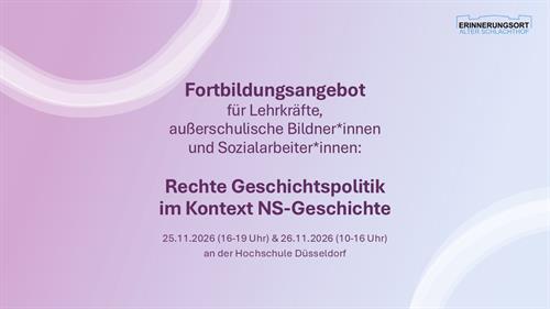 Fortbildungsangebot Erinnerungsort November 2026
