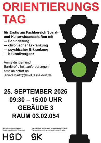 Plakat zum Orientierungstag für Erstis mit BeHinderung