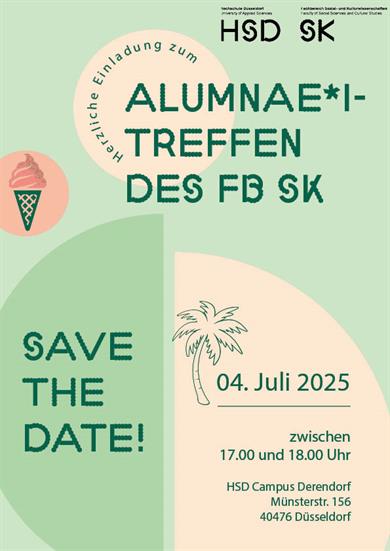 Flyer zum Alumnae*i-Treffen FB SK am 4. Juli 2025