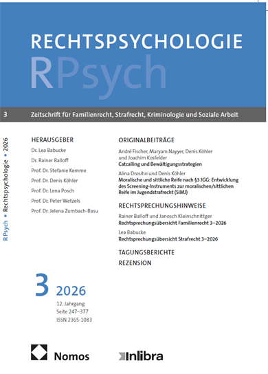 Titelseite der 3. Ausgabe 2026 der Fachzeitschrift R Psych. Genannt sind die Originalbeiträge der Absolvent*innen sowie die Herausgeber der Zeitschrift