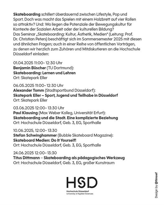Skateboarding Flyer Rückseite