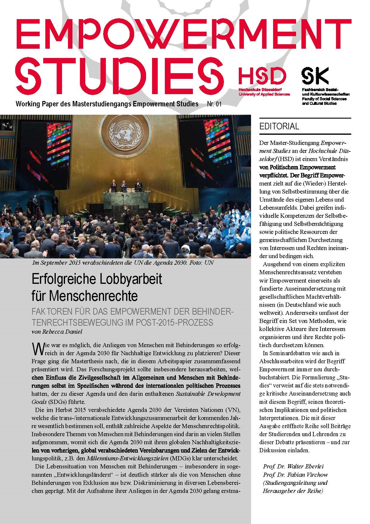 FrontPage of the first Working Paper 