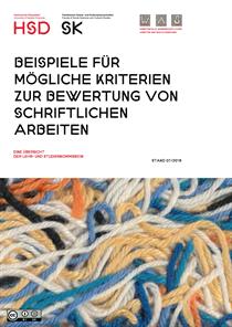 Titelblatt des Readers mit der Aufschrift "Beispiele für mögliche Kriterien zur Bewertung von schriftlichen Arbeiten"